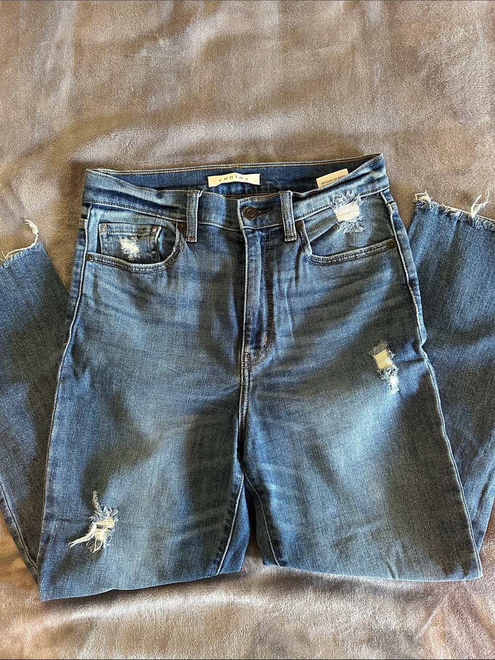 EUNINA Ally High Rise Straight Crop Distressed Jeans Size 7/ 28